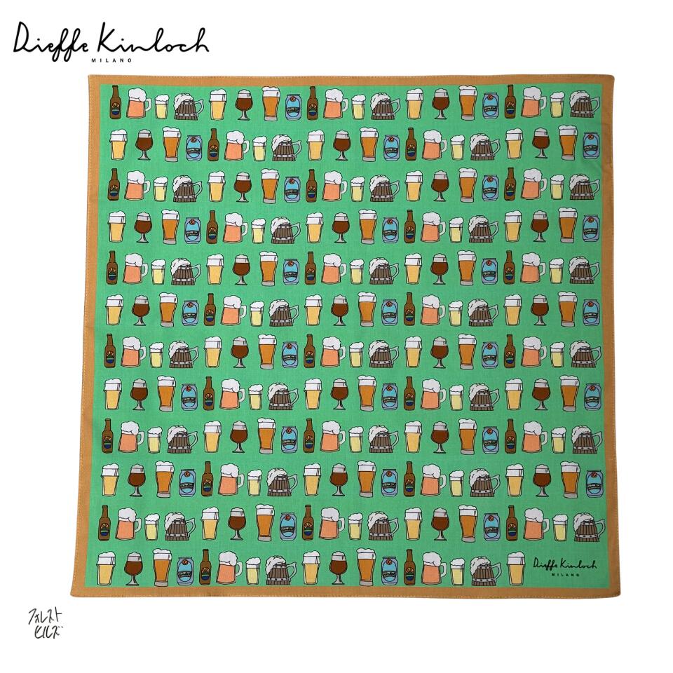 『可愛く、かつ洒落てる！何枚でも欲しくなるハンカチ♡』 ------------------------------------------------------------------- 〈Dieffe Kinloch（ディエッフェ キンロック）〉らしい手描き風のタッチとポップな色使いが魅力です。ご自身用にはもちろんギフトにもおすすめです。 キメが細かく滑らかな手触りのコットン素材。 ------------------------------------------------------------------- BRAND：Dieffe Kinloch（ディエッフェ キンロック） 2013年にスタートしたばかりのキンロックは、スコットランドとイタリアのハーフであるマルコ・キンロックによるイタリアのブランド。 動物、鳥、魚などのモチーフを中心として描かれる斬新なデザインが魅力。同時に品質にもこだわり、イタリアの伝統的な高い技術を持つ職人によって丁寧に作られていて、大手有名メゾンのプリントを手掛けるなど世界からも高い評価を得ています。 ------------------------------------------------------------------- サイズ ONE SIZE ： 大きさ 48.2×48 シーズン 通年 素材 コットン100% 生産国 イタリア 付属品 なし