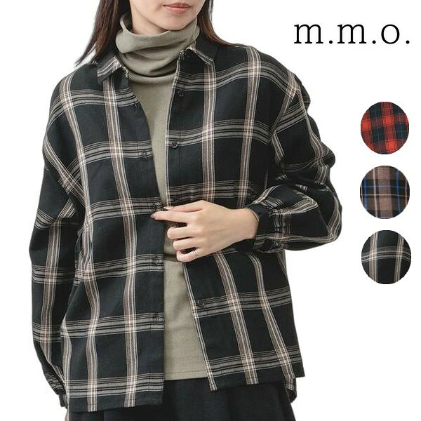 Rakuten - m.m.o チェックブラウス 長袖 チェック柄 前ボタン開き レディース 30代 40代 50代 clf1061m