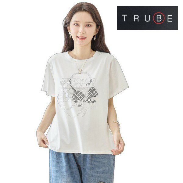 Rakuten - trube キャットモチーフワイドシルエットTシャツ　半袖　丸首　レディース　服 n12-1091m