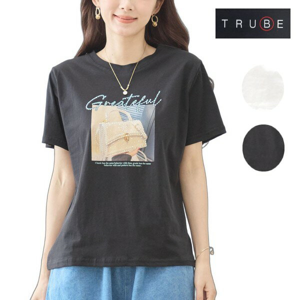 Rakuten - trube ロゴバッグフォトTシャツ　半袖　丸首　レディース　服 n12-1157m