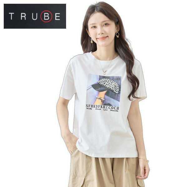 Rakuten - trube ラグジュアリーフォトTシャツ　半袖　丸首　レディース　服 n12-1158m