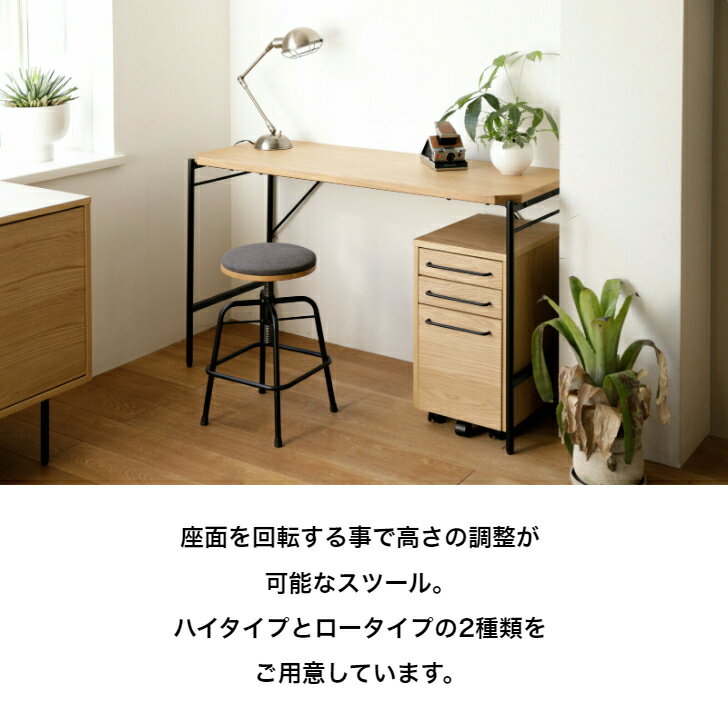 スツールLow スツール チェコールグレー 椅子 昇降式 完成品 おしゃれ 北欧 インテリア
