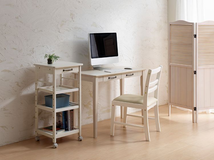 キッチン ワゴンミニヨン ワゴン 収納ワゴン キャスター付き アンティーク 　ホワイト家具 白い家具 姫..