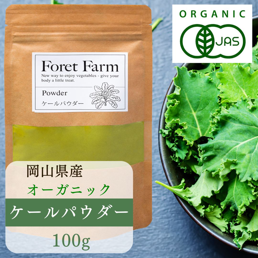 岡山県産 有機JAS 有機 ケール を100%使用 ケールパウダー 100g 無農薬 無添加 無化学肥料 無着色 無添加 ケール 青汁 粉末 スー 食用色素 食紅 緑 青 パウダー 野菜 ドリンク ジュース 有機野菜 オーガニック を使用 foretfarmのサムネイル
