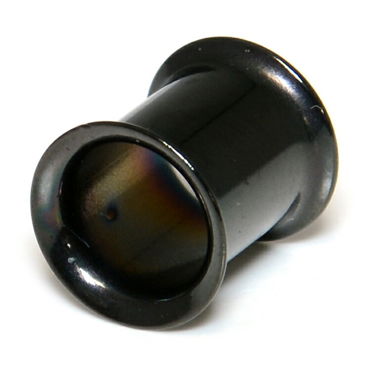 【メール便対応】ボディピアス ダブルフレア ブラック 0G(8mm) サージカルステンレス316L製(医療用) スタイリッシュ BLACK チューブ 筒状 アイレット 耳 イヤーロブ 0ゲージ┃