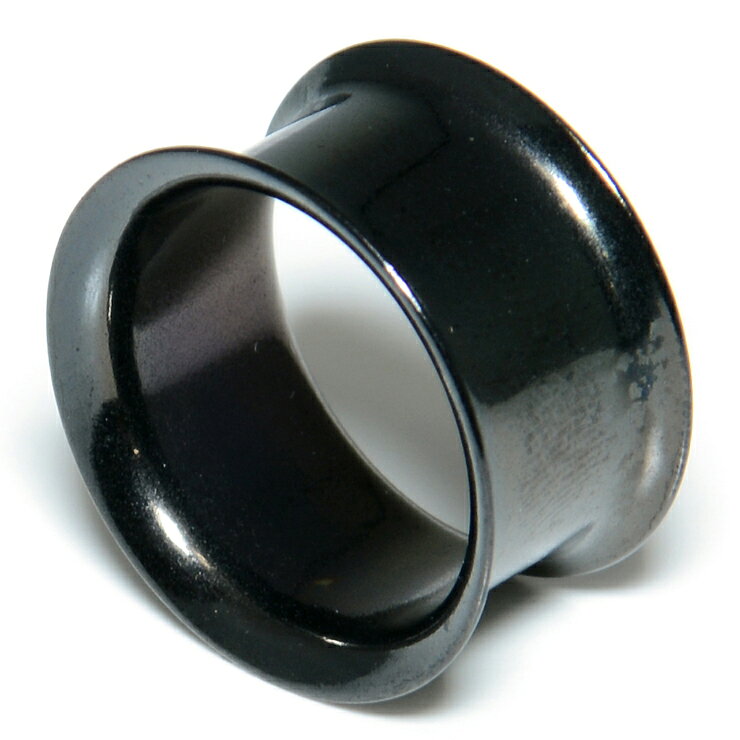 KEEP YOU(キープユー)の【メール便送料無料】ボディピアス ダブルフレア ブラック 5/8インチ(16mm) サージカルステンレス316L製(医療用) スタイリッシュ BLACK チューブ 筒状 アイレット 5/8inch ┃｜アングル2