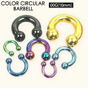 【メール便送料無料】ボディピアス サーキュラー バーベル カラー 00GA(10mm)ボールタイプ【イヤーロブ ヘリックス アウターコンク トラガス/黒/ピンク/青/ゴールド/アクア/緑/レインボー】 ┃