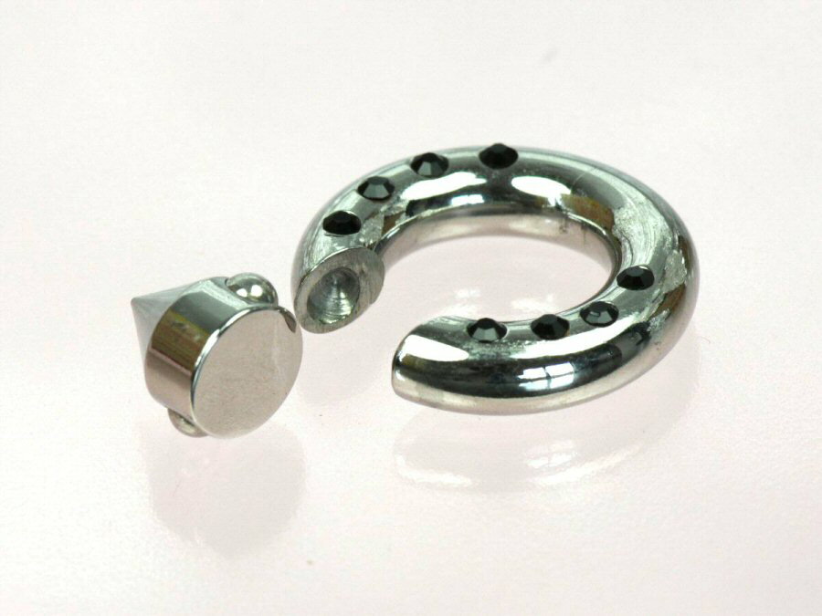 【メール便送料無料】 ボディピアス キャプティブ ビーズリング ラインストーン付 コーン 4GA (5mm)【軟骨ピアス トラガス イヤーロブ ヘリックス スタンダード】 ┃ 3