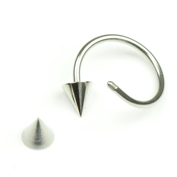 【メール便対応】ボディピアス スパイラル スパイク 16G(1.2mm) ●右巻き● コーン サージカルステンレス316L製(医療用)【スパイラルリング 口ピアス ロブ へリックス 軟骨ピアス】 ┃