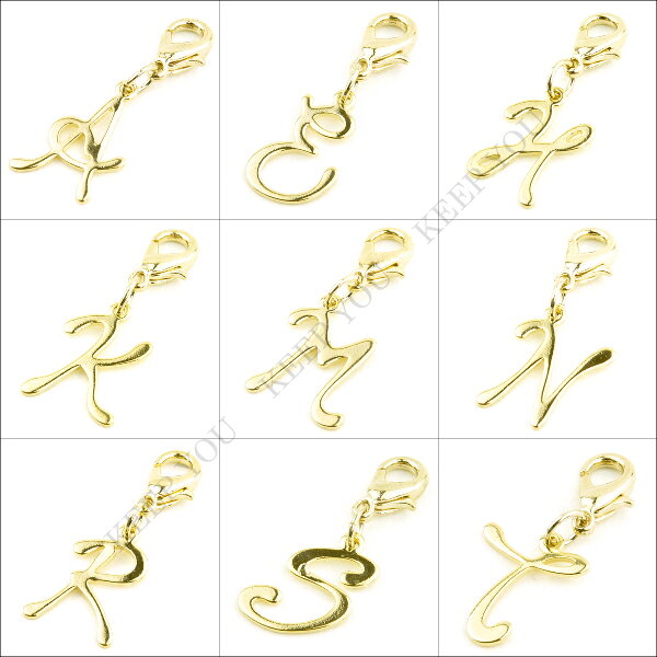 KEEP YOU(キープユー)の【メール便対応】イニシャルチャーム ゴールドカラー アルファベット マスクチャーム パーツ p-charm-003【手作り アクセサリー バッグチャーム アルファベット タッセル キーホルダー フリンジ チャーム ピアス デコ デコモチーフ デコパーツ モチーフ キラキラ 】 ┃｜アングル2