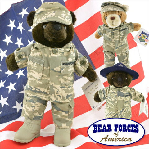 テディベア ミリタリー仕様 約25cm 軍隊 迷彩柄 ★MILITARY TEDDY BEARS ベアフォース BEAR FORCES of America★【テディベア くま ぬいぐるみ アメリカ軍 アーミー ネイビー エアフォース マリーン 1-1876D 1-1876K 1-1876T】 ┃