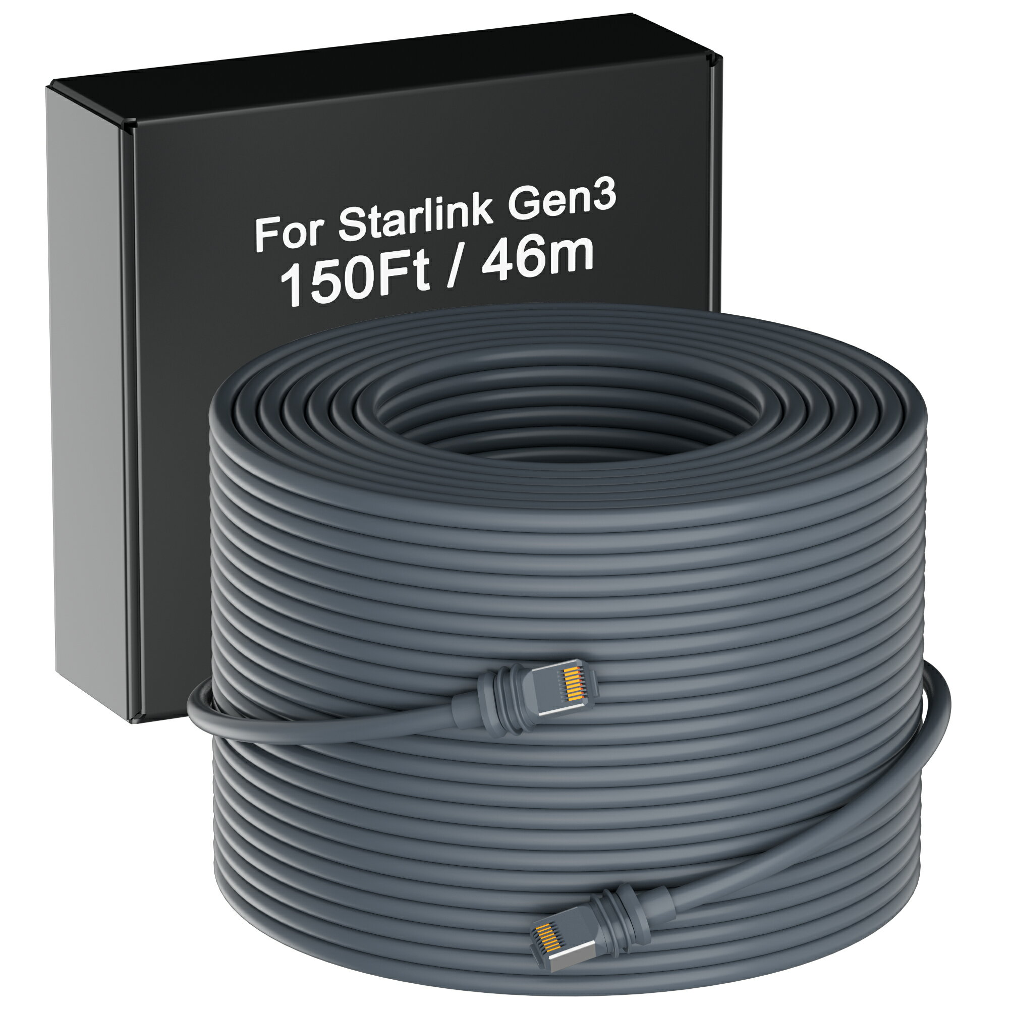 スターリンク ケーブル Gen 3 専用 starklink交換用ケーブル 交換用 耐候性 直埋対応 屋内屋外用 26AWG OFC CMR・CMX規格 高速2000Mbps 二重シールド 金メッキコネクタ プラグ＆プレイ