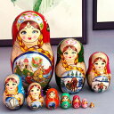 マトリョーシカ 人形 民芸品 手描き オブジェ 10個組 ロシア 土産物 手作り人形 ハロウィン クリスマス インテリア雑貨 おもちゃ 飾り 誕生日 キッズ 子供 部屋 洋風 ギフト プレゼント 北欧雑貨 伝統工芸
