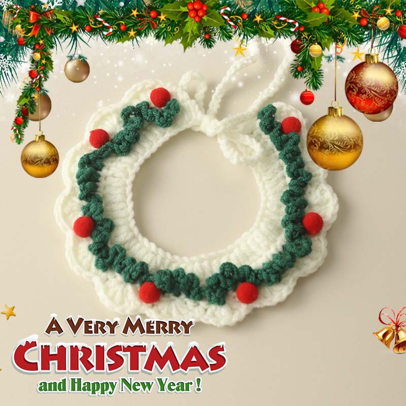 猫 首輪 かわいい ペット用 クリスマス スタイ 犬 ポンポン ニット 毛糸 手編み 蝶ネクタイ フラワー 花 はな 安全 かわいい 可愛い 子猫 成猫 くびわ...