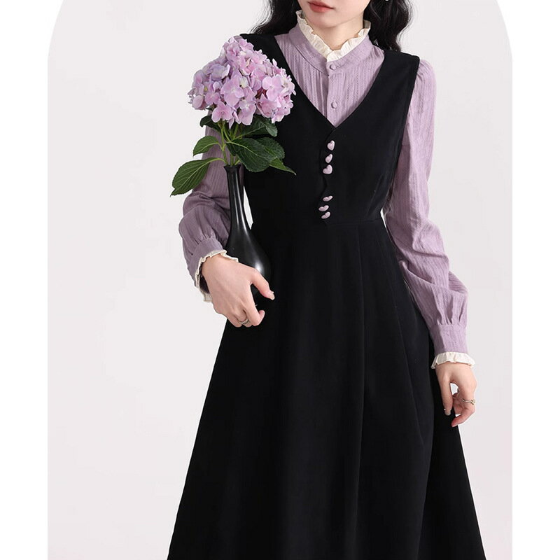 Vネック ポンチ ワンピース フレア レディース ジャンパースカート 細見え きれいめ サイドポケット ベーシック 楽ちん ストレッチ 上品 トレンド感 S/M/L/XLサイズ 春 夏 秋 冬