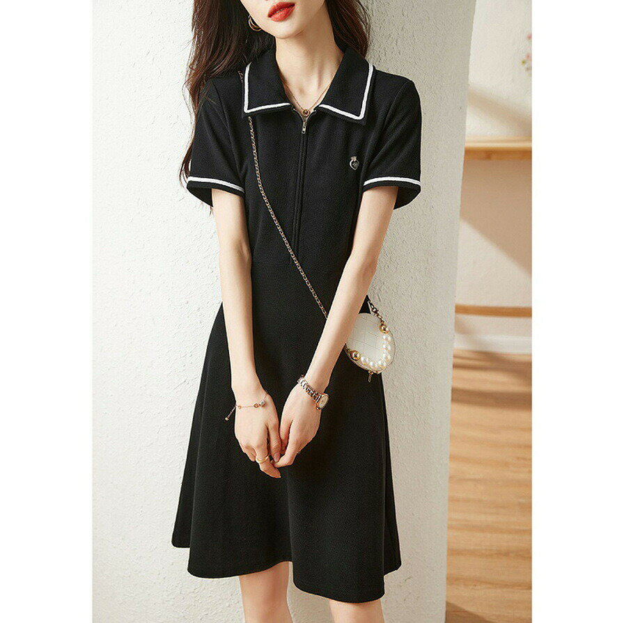 ワンピース レディース 20代 30代 40代 50代「S~2XL」人気新作 きれいめ 膝丈ワンピース ポロ襟ワンピース オシャレ 結婚式ドレス お出かけ 半袖 上品 大人 人気新作 エレガント キレイめ 韓国風 お洒落 夏春 白 黒