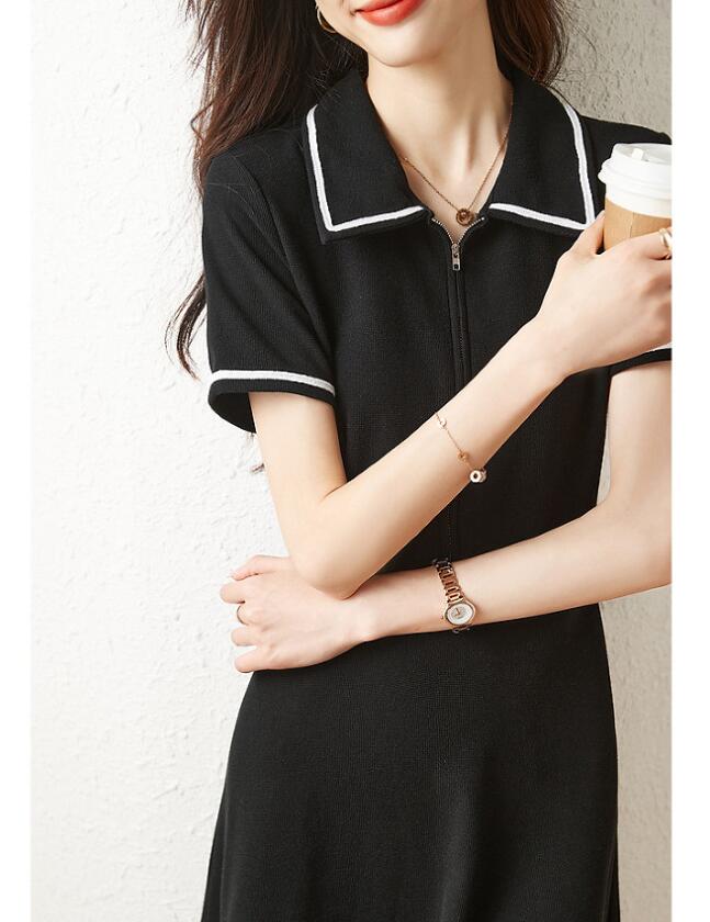 ワンピース レディース 20代 30代 40代 50代「S~2XL」人気新作 きれいめ 膝丈ワンピース ポロ襟ワンピース オシャレ 結婚式ドレス お出かけ 半袖 上品 大人 人気新作 エレガント キレイめ 韓国風 お洒落 夏春 白 黒