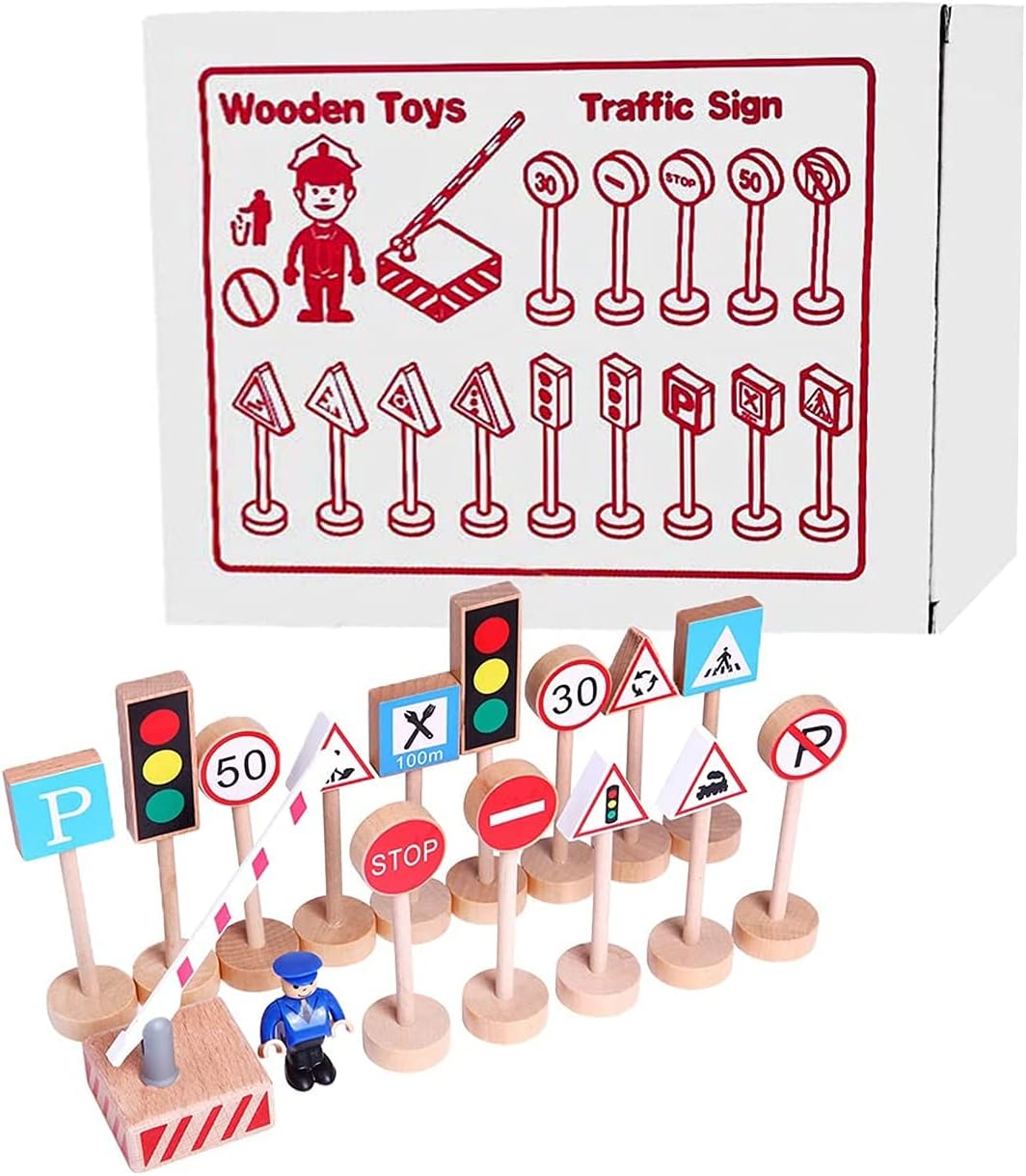 交通ルール 木製おもちゃ 車遊び 情景部品 道路標識 交通標識 信号 標識おもちゃ ミニカー用 町 交差点 街づくり 交通ルール 車おもちゃ 男の子 女の子 知育玩具 子供向け