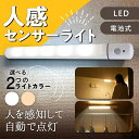 人感 センサーライト 2本セット LED電池式 2色選べる 自動点灯 屋外 室内 明るい 足元灯 電池式 マグネット 玄関 階段 簡単設置 マグネット 夜間ライ...