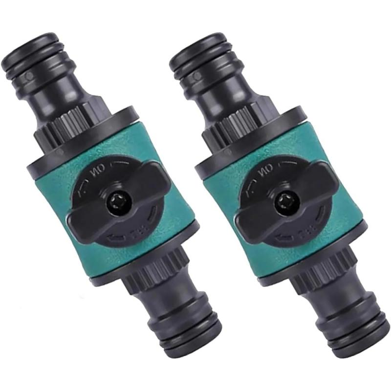 YUWENW 水道ホースジョイント 水道管バルブ 2個セット 止水栓 散水栓 水道ホース コネクター バルブ付き 蛇口 交換用 水量調整 両端 ジョイント 散水コネクター 水道管接続 水道 洗車 洗車用