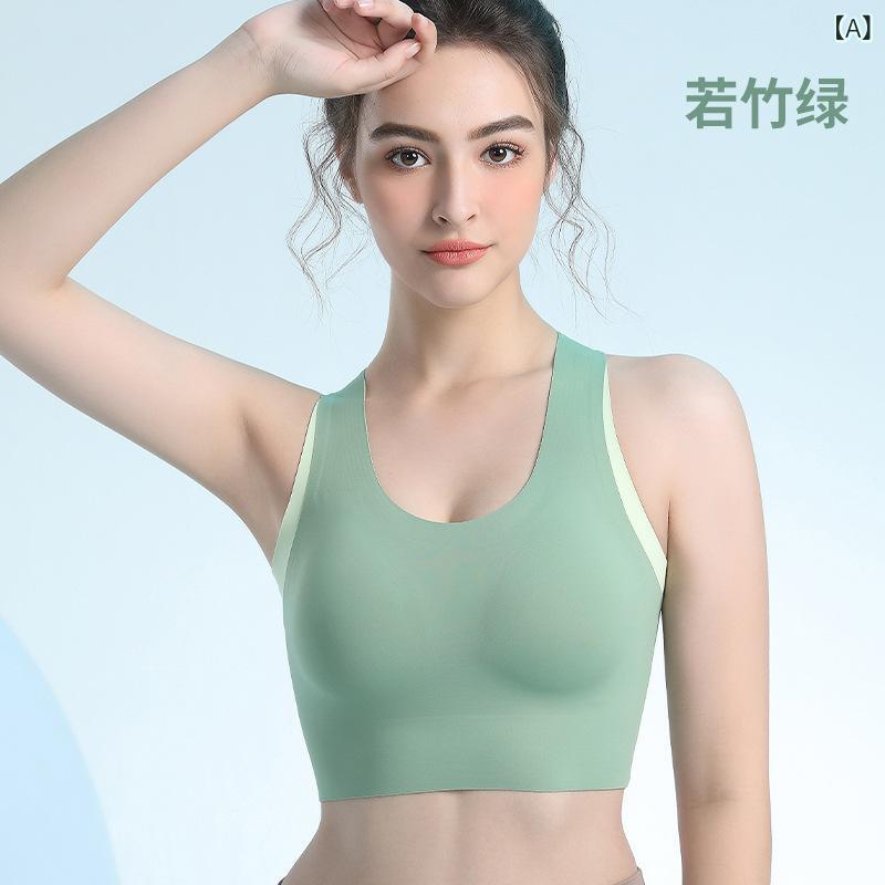 秋冬 レディース スポーツブラ 無鋼圈 固定カップ 薄型カップ ニット 固定肩紐 後ろ三列フック ヨガ ピラティス フィットネス 背心 一体型 固定サポート 軽量 伸縮性 吸湿速乾 切り替えデザイン 若竹緑 ピンク系 茶色 ネイビー ライトブルー ブラッ