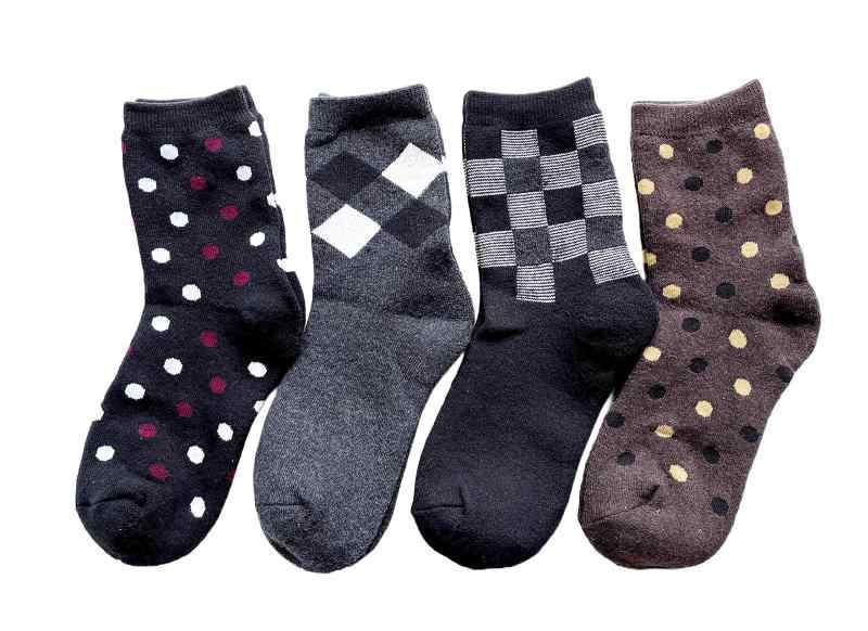 [EMウェア・ジャパン] ソックス レディース 秋冬 あったか 靴下 婦人 モノトーン パイルソックス 厚手 綿混 23-25cm 4足組(色はお任せ) C32