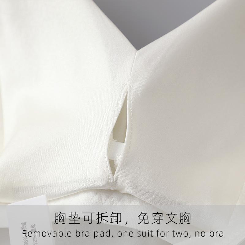 抹胸 女性用 桑蚕丝 真丝 接触冷感 薄カップ 半カップ セクシー 背心スタイル 白色 ブラック ベージュ ブラウン グレー ベージュ 快適 ..