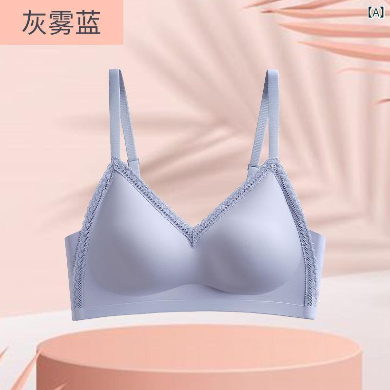 Rakuten - レディース ワイヤレス ブラジャー 小胸 プッシュアップ 調整可能 3/4カップ 薄手 上薄下厚 固定肩ストラップ 後3列フック 無痕 透気性 快適 ナイロン素材 シンプル カジュアル グレー系 グリーン系 ピンク系 ブラック ホワイト 秋冬 青年向け