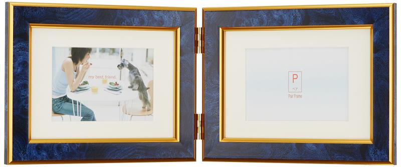 万丈 VANJOH フォトフレーム ペアフレーム2LW L・2L マット台紙付き 横 ブルー 454100
