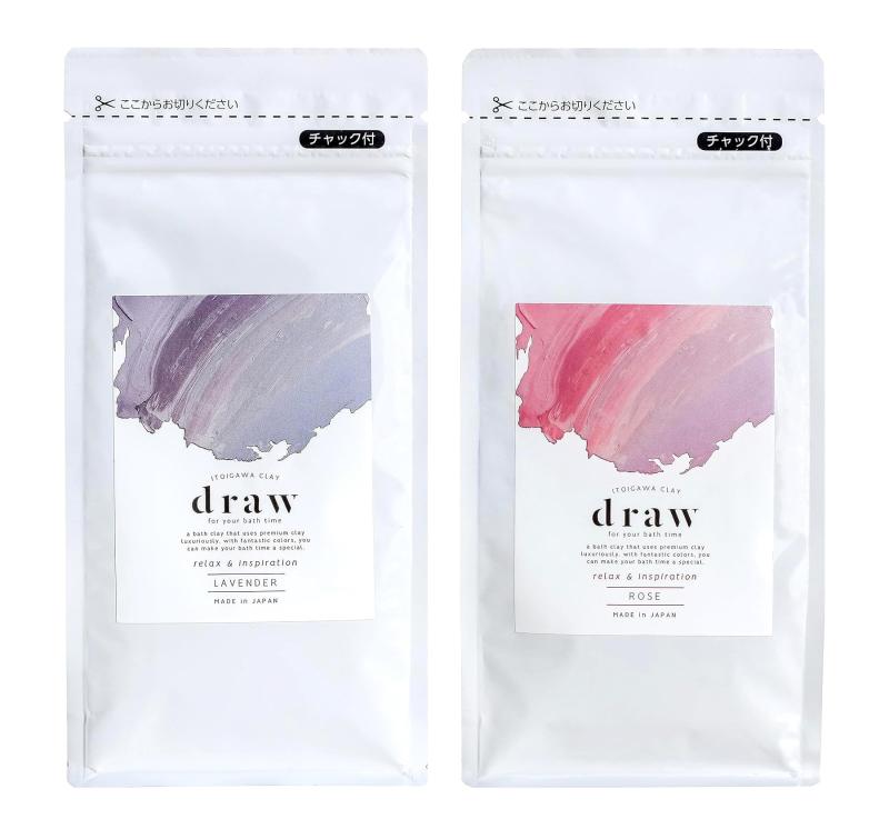 draw(ドロー) 天然クレイ アロマバスソルト 600g（20回分）｜ラベンダー＆ローズの香り｜保湿・天然精油配合｜ギフトに最適
