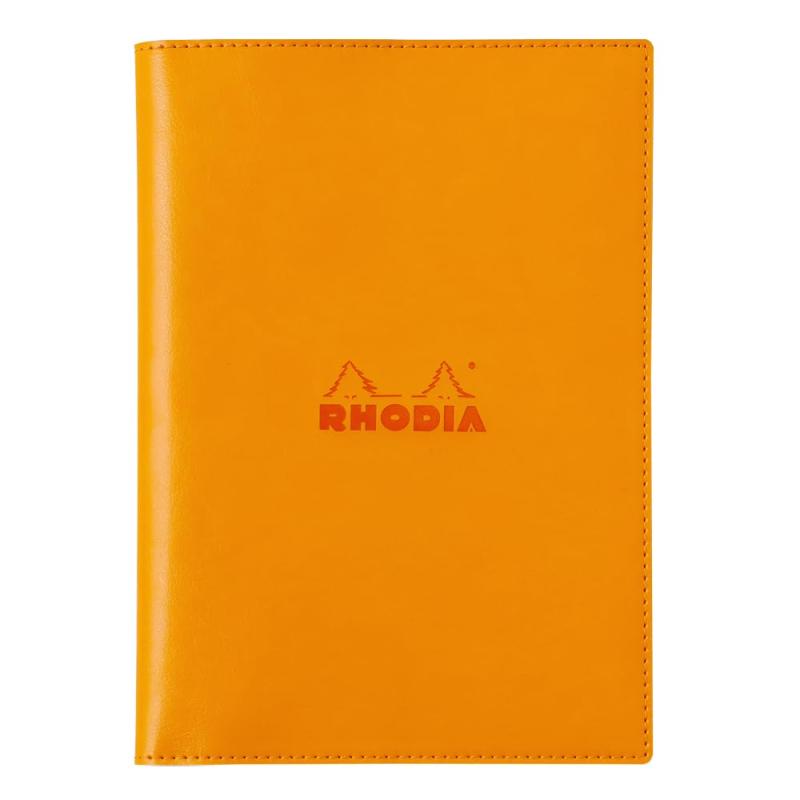 ロディア PUレザー カバー オレンジ (ホチキス留めノート A5 5mm方眼罫 オレンジ付き) RHODIA cfa5pucvor
