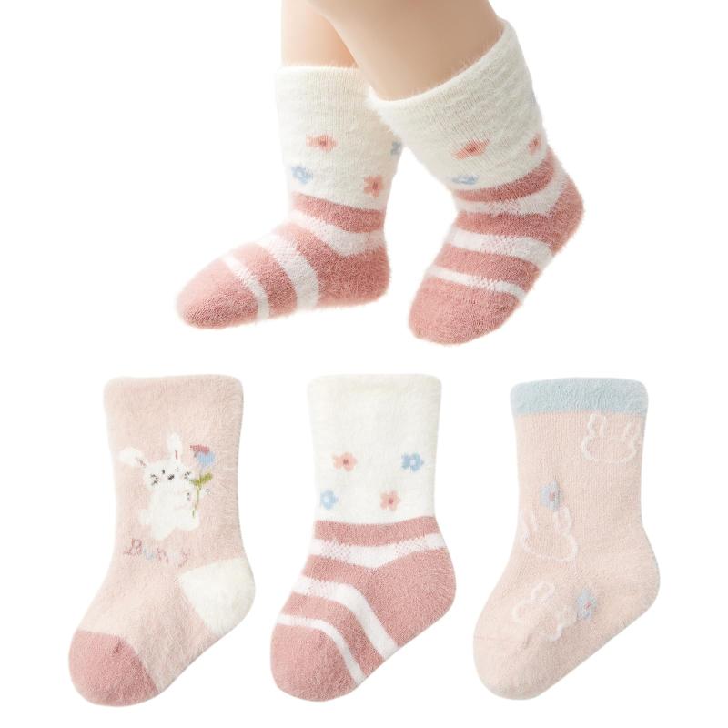 [HAYAHARU] 赤ちゃん 靴下 冬 新生児 あったか靴下 ベビーソックス 柔らかい 厚手 キッズ 出産祝い 可愛い 3足セット