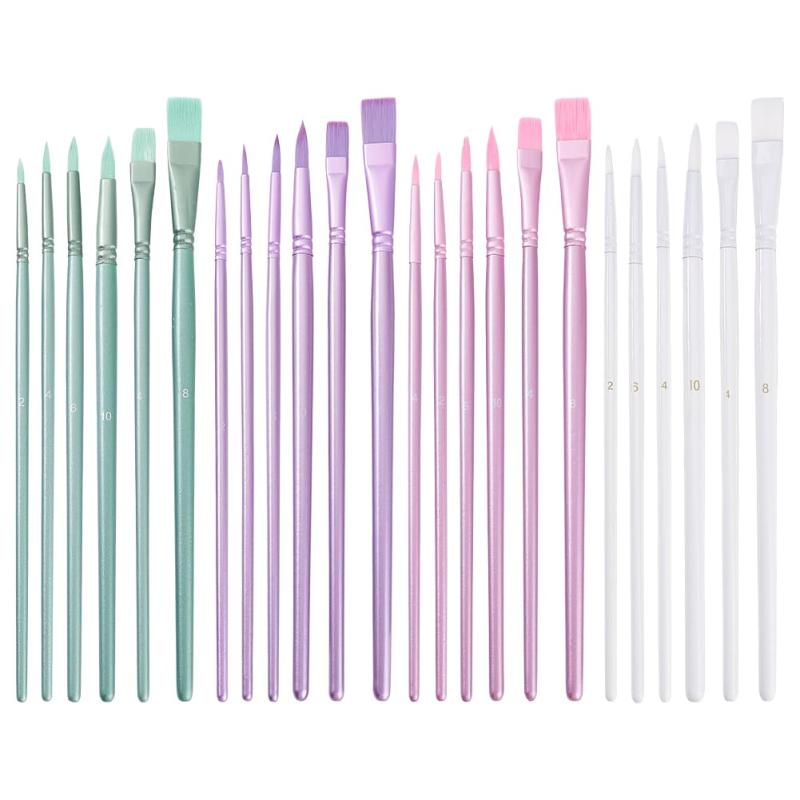 24本入り 水彩画 筆 4色 水彩 油彩筆 絵筆セット 油彩油绘用筆 筆塗りセット 塗装筆 丸筆 平筆 ミニチ..