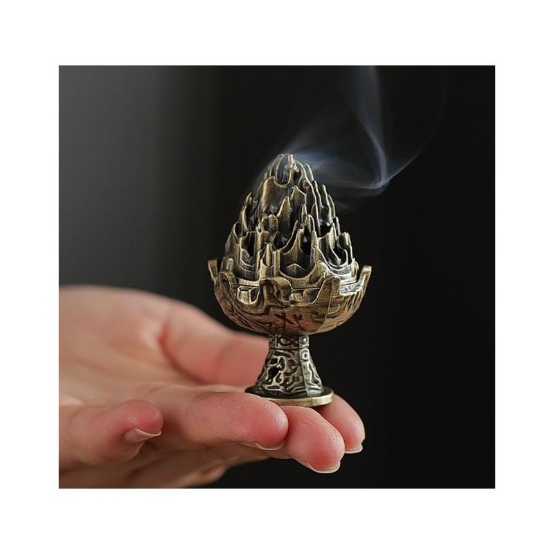 Dganli香炉 お香立て 蓋付き 難燃綿あり 金属製 お香置き 仏壇用香炉 丸香炉 おしゃれ シンプル お手入れ簡単 アジアン リラックス 癒やし ヨガ 瞑想 浄化 香道 仏具 仏壇用 インテリア アンテ