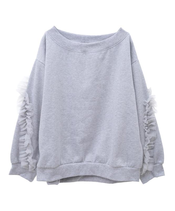 [トランテアン ソン ドゥ モード] コンサバ フリルチュールラインスウェット レディース グレー