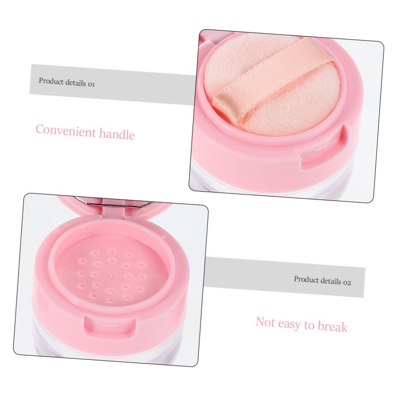 Frcolor 2個 ミニルーズパウダーボックス ーション用の小さな容器 プラスチック化粧品の瓶 フェイスパウダーコンパクトケース 旅行用ルースパウダーコンテナ フロッキング ピンク