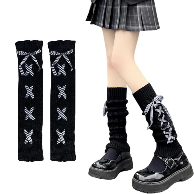 [Coollooda] ルーズソックス 黒 制服 スクールソックス レッグウォーマー 柔らかい ニット 防寒 靴下 ハイソックス レディース ソックス 中学生 高校生 女子 伸縮性 暖かい 冷え対策 通学 室内 J