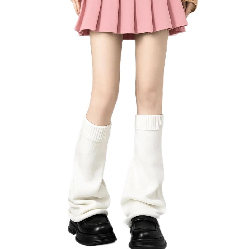 [ZTFT] ルーズソックス レッグウォーマー 地雷系 ホワイトカラーの防寒ストッキング 防寒 レッグウォーマー 制服ソックス かわいい 学校やオフィスのファッションに最適