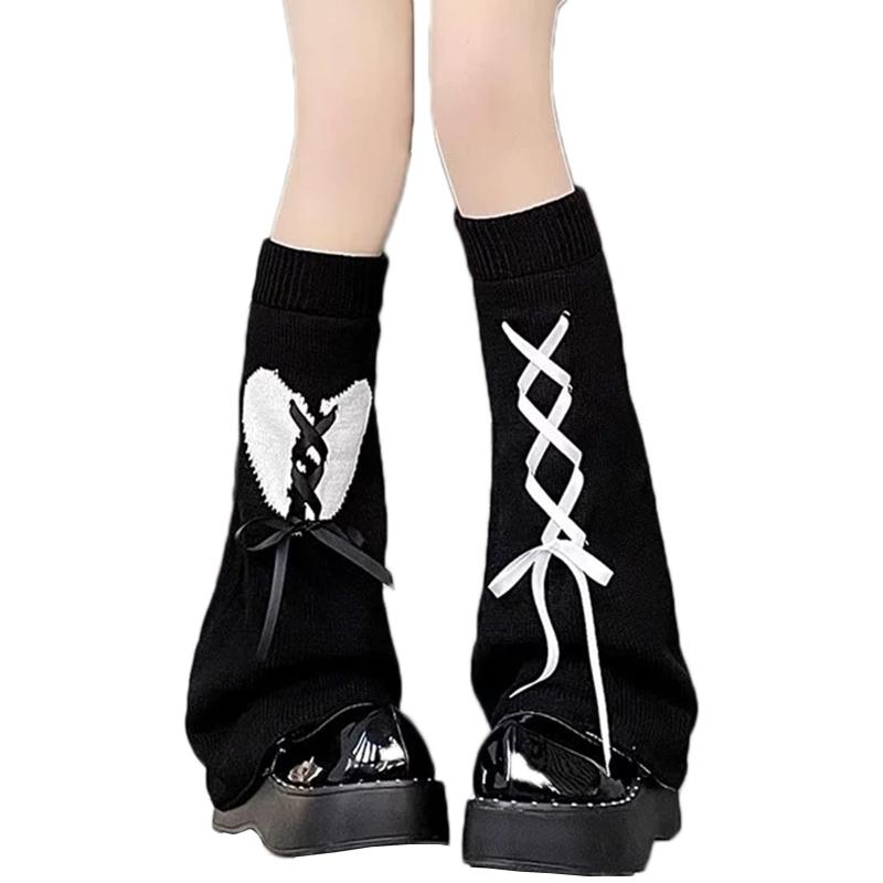 [YANHUILAY] ルーズソックス レッグウォーマー 冷え対策 レッグカバー 足首ウォーマー 厚手 防寒 暖かい Lolita 靴下 可愛い ガール系 原宿風 JK サブカル系 Y2K 美脚 美脚 可愛い 人気 学生 高校生