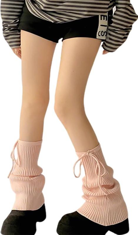 [Ekieta] レッグウォーマー レディース 足首ウォーマー 柔らかい 紐付き 無地 シンプル ニット レッグカバー フレア フットカバー レースアップ かわいい ルーズソックス 暖かい 冷え対策 ピ