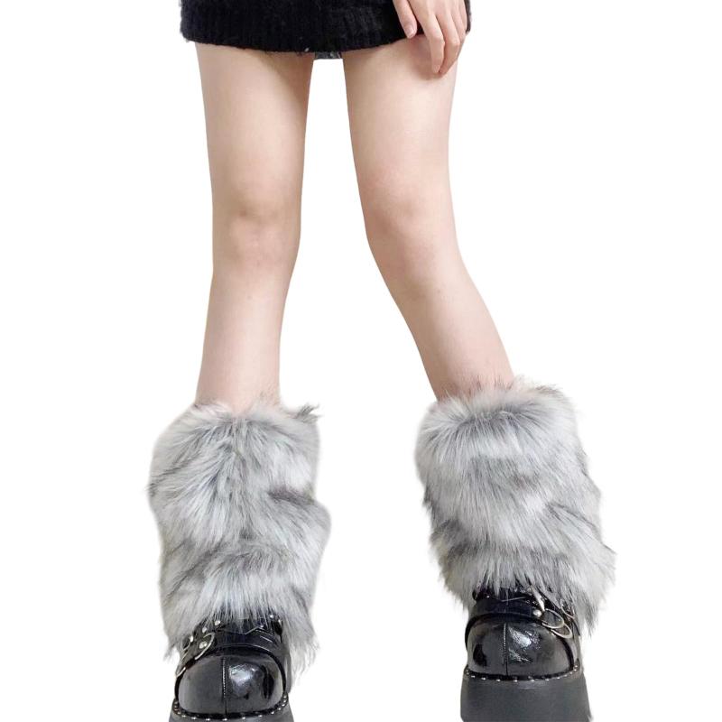 [Doyime] レッグウォーマー ファー 足首ウォーマー 厚手 ルーズソックス レッグカバー 防寒 靴下 フェイクファー レディース 暖かい ふわふわ 冷え対策 可愛い おしゃれ もこもこ y2k ダンス衣