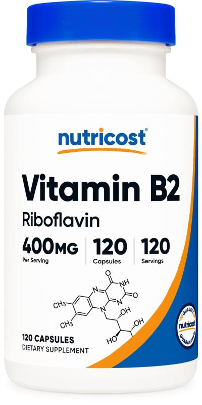 Nutricost ビタミン B2 (リボフラビン) 400mg、120カプセル