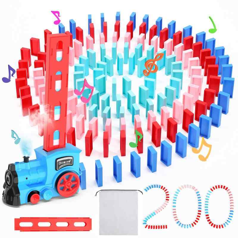 ドミノ おもちゃ Skirfy ドミノ倒し 知育玩具 電車おもちゃ ブロック玩具 スプレー機能 音楽効果 予備..