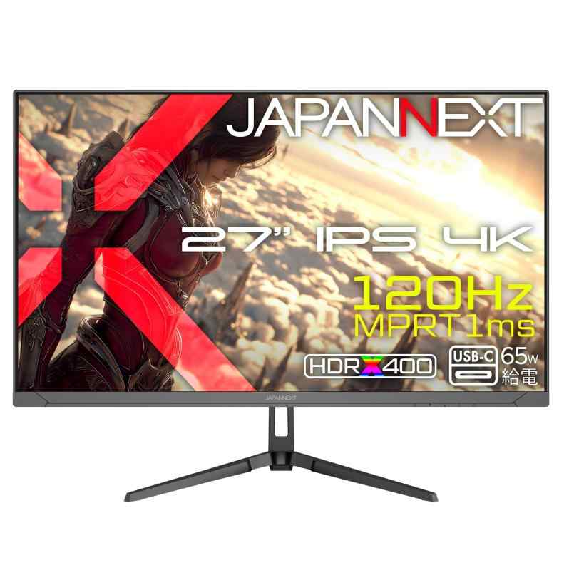 JAPANNEXT 27インチ IPSパネル搭載 120Hz/1ms(MPRT)対応 4K(3840x2160)解像度 ゲーミングモニター JN-i27G120U2 HDMI2.1 DP sRGB:100% HDR400相当 PS5 4K:120Hz接続