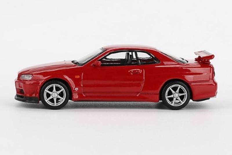 MINI GT 1/64 ニッサン スカイライン GT-R R34 Vスペック アクティブレッド (右ハンドル) 完成品