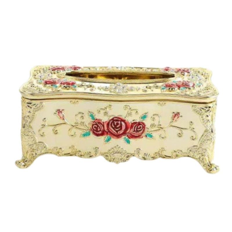 ロココ調 薔薇 猫足 ティッシュボックス ヨーロッパ ローズ ゴージャス エレガント おしゃれ【デザイン】ロココ調の猫足が付いたティッシュケースです。真ん中にデザインされた薔薇の花が特徴的です。お部屋に置けば、たちまちお城にいるような気分を...