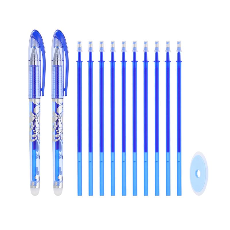 PATIKIL 10本 リフィルと1つ 消しゴム付き 2本パック 消せるジェルペン 0.5mm 熱消去可能なペン 青イン..