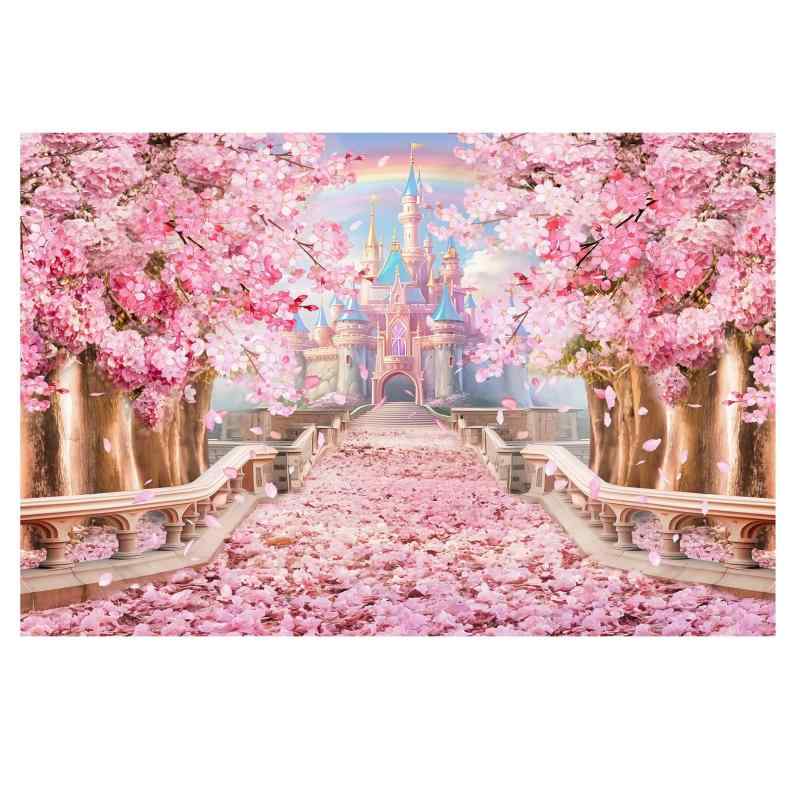 himsyuden 桜 背景バナー タペストリー 桜の花 撮影用 背景布 壁飾り 吊り布 桜の道 夢の城 壁掛けカー..