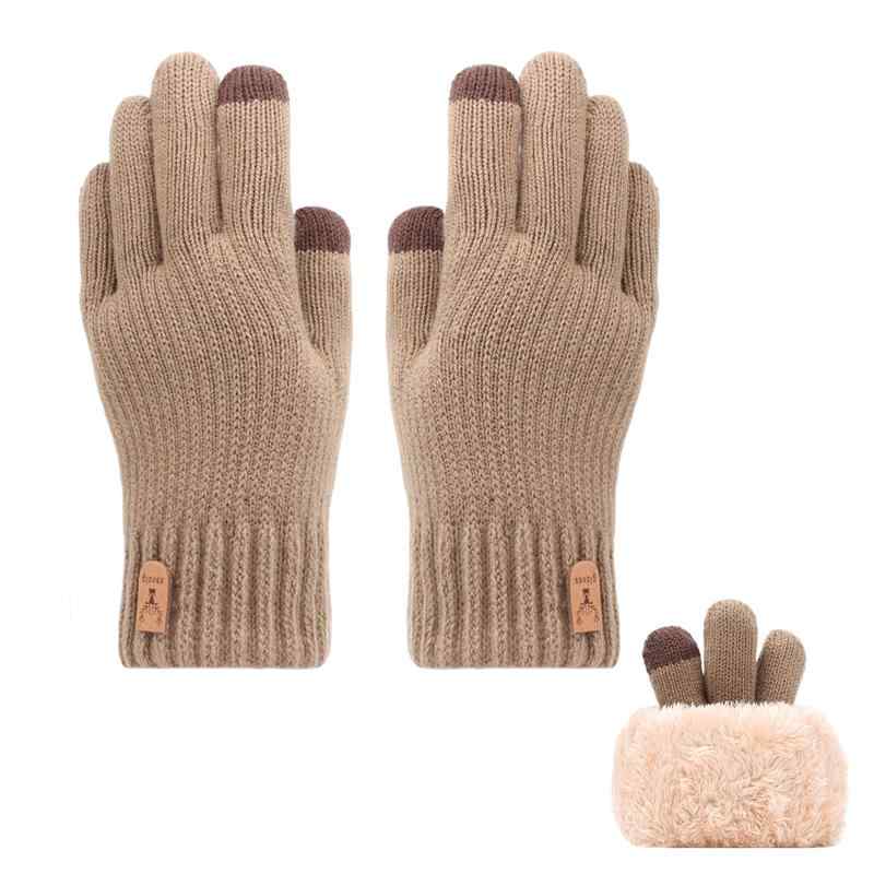 [Coollooda] 防寒手袋 冬 ニットグローブ スマホ対応 アウトドアグローブ【裏起毛・二重構造・40℃恒温蓄熱】 厚手 防寒 手袋 暖かい 保温 ニット手袋 柔らか 伸縮性 登山/バイク/自転車/アウト