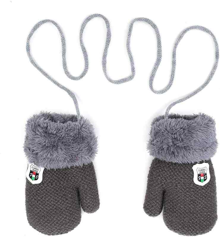 楽天フォークBR[QCHOMEE] 子供手袋 ミトン手袋 ニットグローブ キッズ 1-3歳に向け ふわモコ ボア付き あったか 防寒 保温 シンプル 可愛い手袋 紐付き 秋冬用 男の子 女の子 冷え対策 通園 通学 アウトドア ス